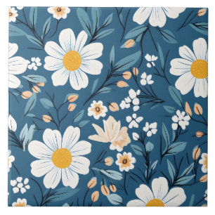 Daisy über Blue Floral Blume Fliese