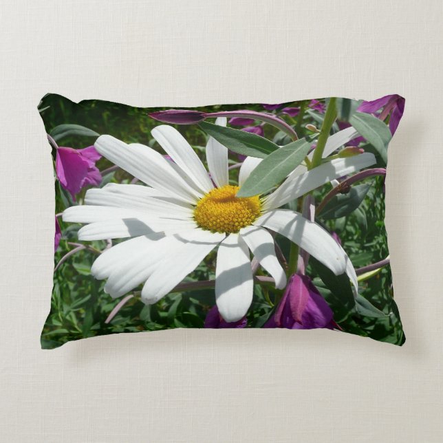 Daisy und Fireweed-Wildblume Zierkissen (Vorderseite)