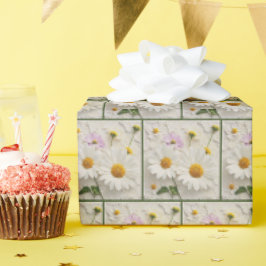 Daisy- und Kosmos-Blume auf bedrücktem Papier Geschenkpapier