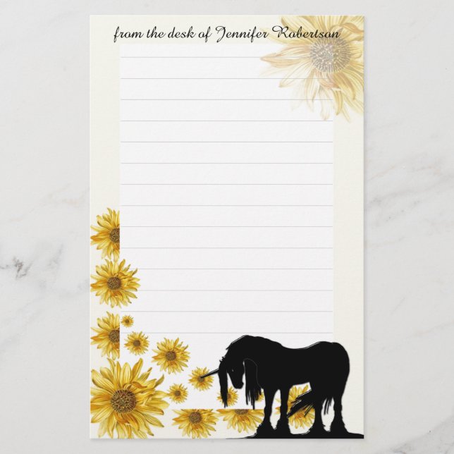 Daisy Unicorn Stationery mit Linien Briefpapier (Vorderseite)