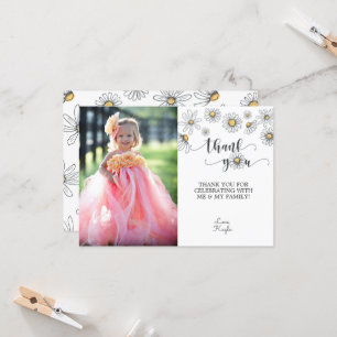 Daisy Vielen Dank Foto Card - Weiß Einladung