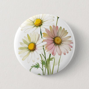 Daisy Watercolor Blume Moderne Beruflich Button