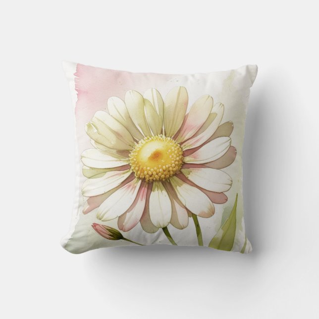 Daisy Watercolor Blume Moderne Beruflich Kissen (Vorderseite)