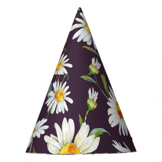 Daisy Watercolor: Dunkle Blüte nahtlos Partyhütchen