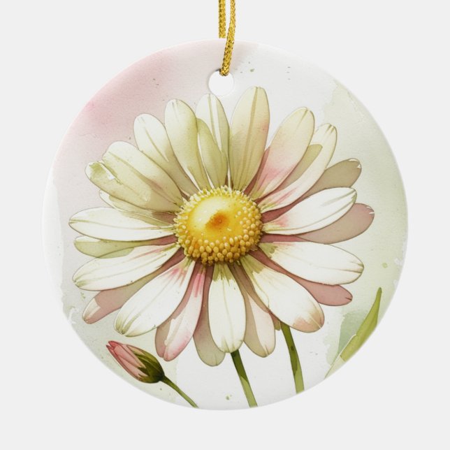 Daisy Watercolor Flower Modern Professional Keramik Ornament (Vorne)