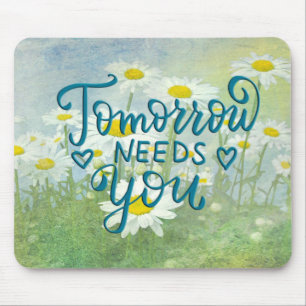 Daisy Watercolor mit Quote Mouse Pad Mousepad