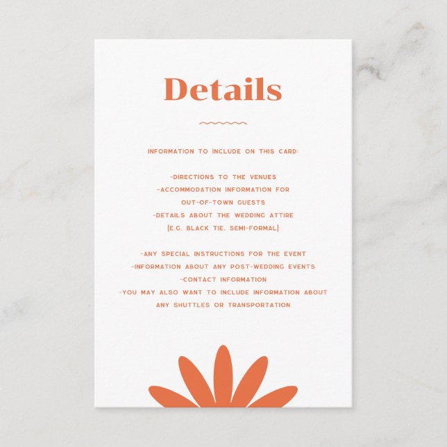 Daisy Wedding Enclosure Card Begleitkarte (Vorderseite)