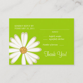 Daisy Wedding Response Cards Weiße Linse grün Begleitkarte