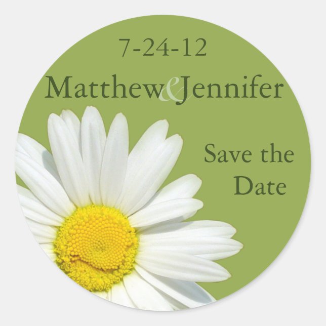 Daisy Wedding Save the Date Announcement Sticker (Vorderseite)