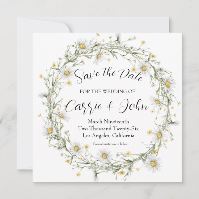 Daisy Wedding Save the Date Card (Vorderseite)
