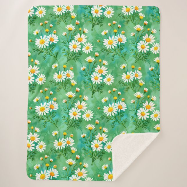 Daisy Whispers – Watercolor Meadow Pattern Sherpadecke (Vorderseite)