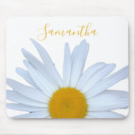 Daisy White Elegant Yellow Script Mouse Pad Mousepad