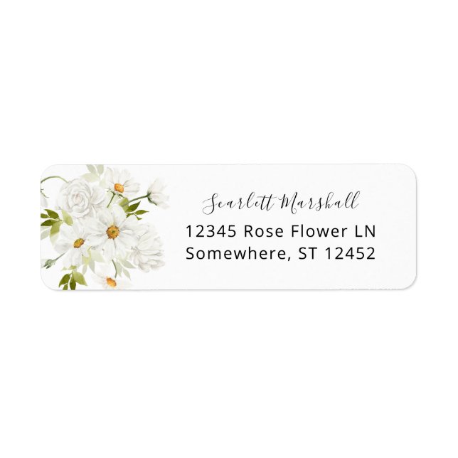 Daisy White Floral Return Address Label 4 (Vorne)