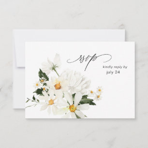 Daisy White Floral w Meal RSVP Karte 3