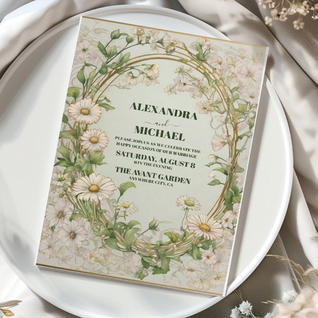 Daisy White Floral Wedding Einladung (Von Creator hochgeladen)