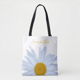 Daisy White Yellow Script Tote Bag
