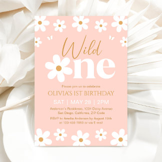 Daisy Wild One 1st Birthday Invitation Einladung