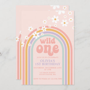 Daisy Wild One boho floraler Regenbogen zum ersten Einladung