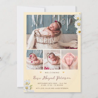 Daisy Wildblume Begrüßung der Neugeborenengeburt Ankündigung