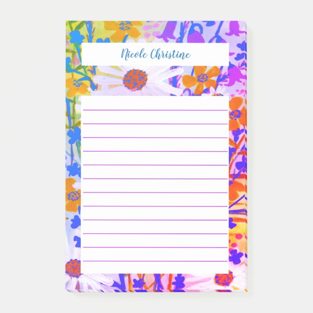 Daisy Wildblume Bouquet CUSTOM Wasserfarbe Notepad Post-it Klebezettel (Vorderseite)