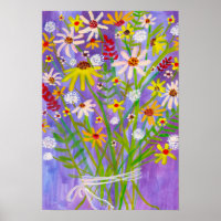 Daisy Wildblume Bouquet Malerei Lila Kunst
