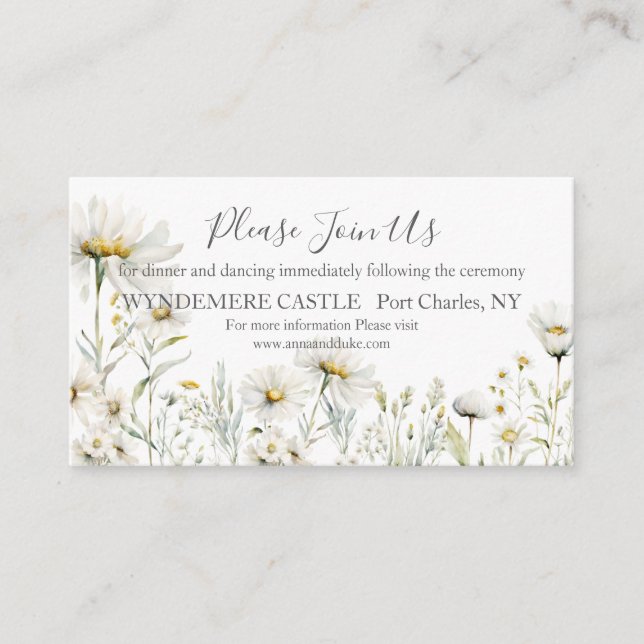 Daisy Wildblume Wedding Begleitkarte (Vorderseite)