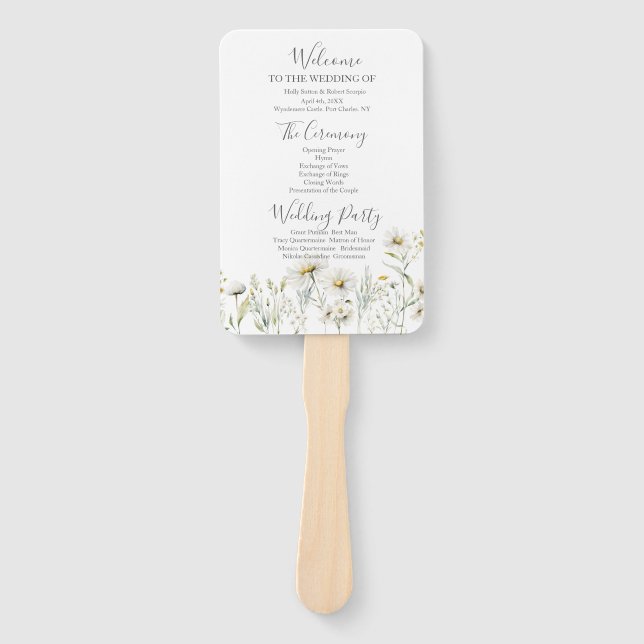 Daisy Wildblume Wedding Program Fächer (Vorderseite)