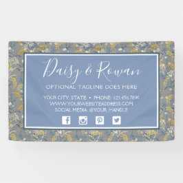 Daisy Wildblume & Yellow Rowan Berries Floral Banner