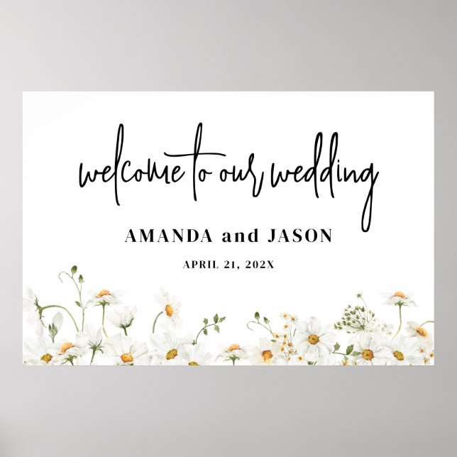 Daisy Wildblumen Wedding Welcome Sign Poster (Vorne)