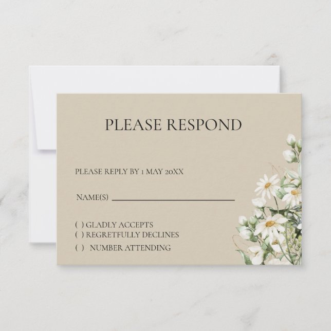 Daisy Wildflower Boho RSVP card Karte (Vorderseite)