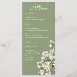 Daisy Wildflower Boho Wedding Menu Menükarte