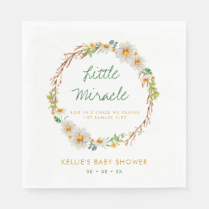 Daisy Wreath Little Miracle Baby Shower Scripting Serviette