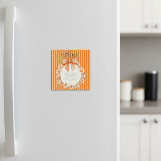 Daisy Wreath Orange Stripe Birthday Thin Magnetic Magneteinladung