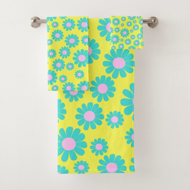 Daisy Yellow Aquamarin Badhandtuch Set (Insitu)