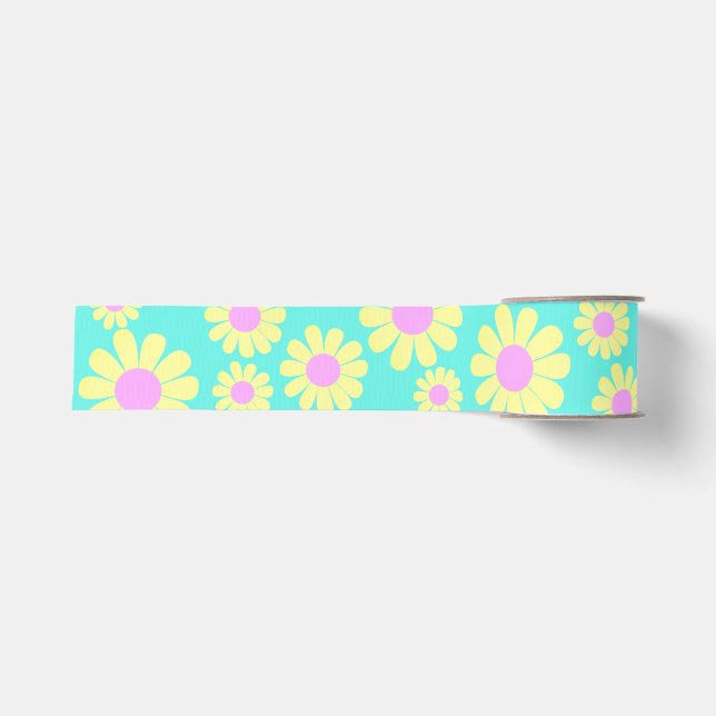 Daisy Yellow Aquamarin Ripsband (Vorderseite)