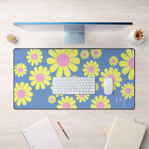Daisy Yellow Blue Desk Mat Schreibtischunterlage