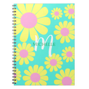 Daisy Yellow Green Monogram Notebook Notizblock