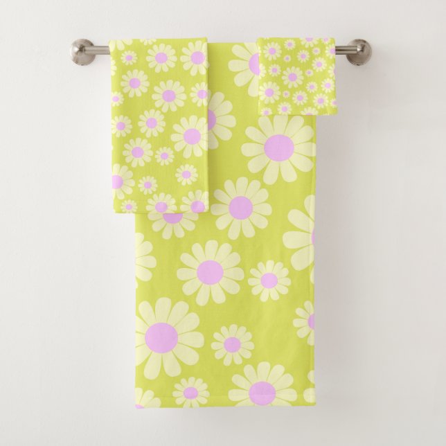 Daisy Yellow Limon Badhandtuch Set (Insitu)