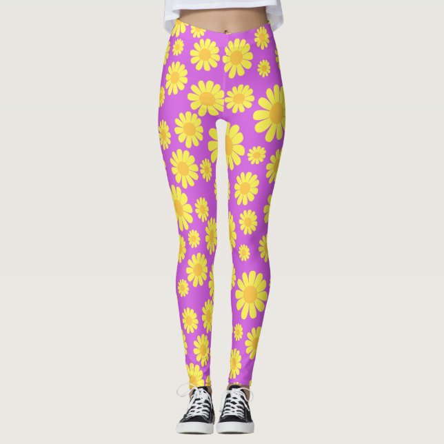 Daisy Yellow Maganta Leggings (Vorderseite)