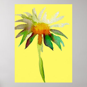 Daisy Yellow moderne Blume Aquarellkunst Poster