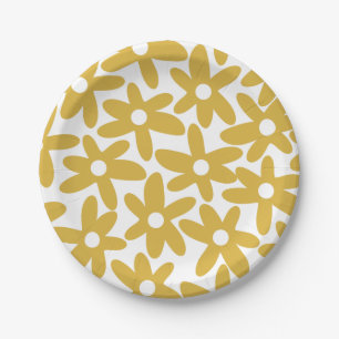 Daisy-Zeit Süße Retro-Moderne Senfblumen Pappteller