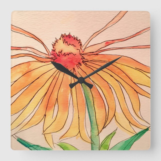 Daisyclock Quadratische Wanduhr (Vorderseite)