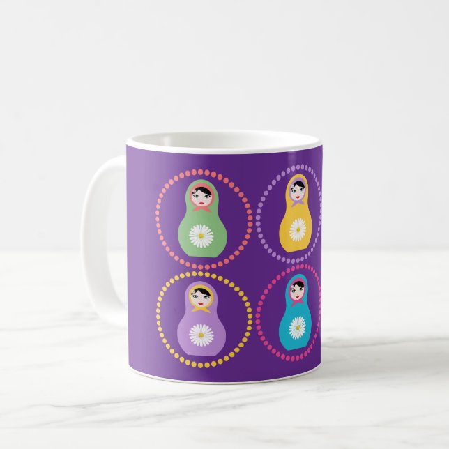 Daisyflower Matryoshka Kaffeetasse (Vorderseite Links)