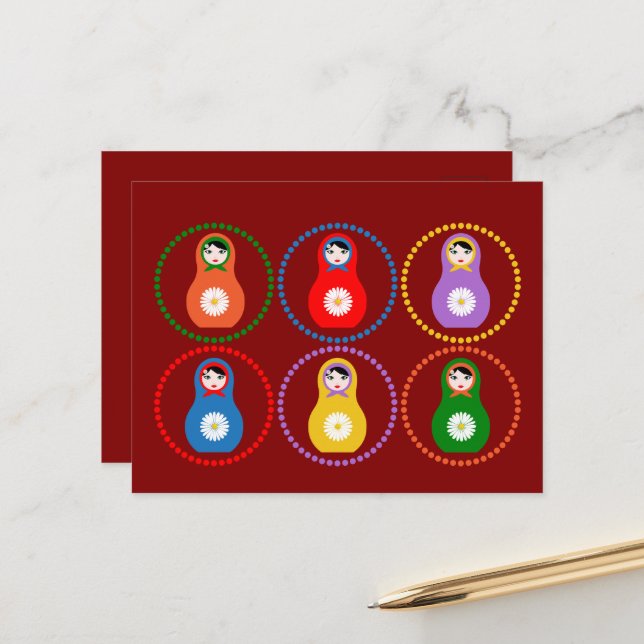 Daisyflower Matryoshka Postkarte (Vorderseite/Rückseite Beispiel)