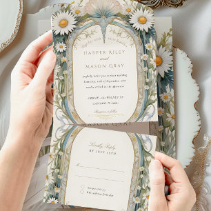 Daisys Hochzeit Perforiert RSVP All In One Einladung