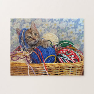 Daisy's Yarn - Katze in einem Sammelkorb aus Garnp Puzzle