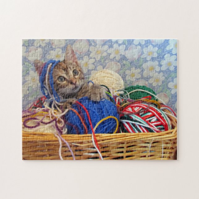 Daisy's Yarn - Katze in einem Sammelkorb aus Garnp Puzzle (Horizontal)