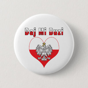 Daj Mi Buzi Eagle Heart Button