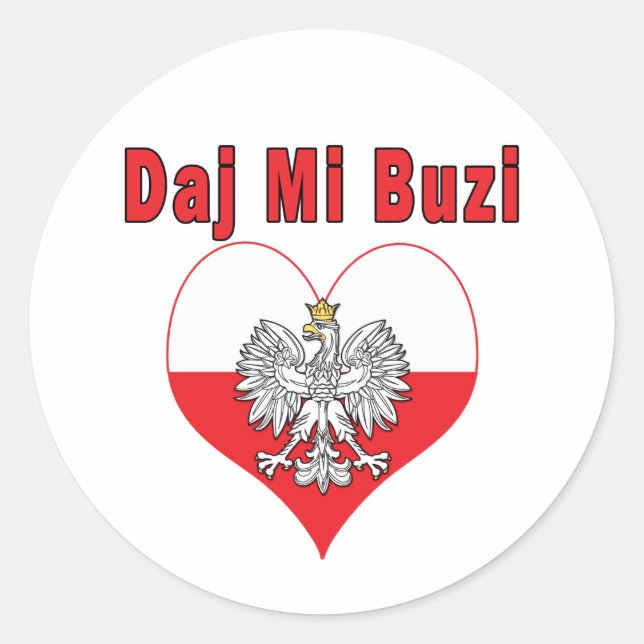 Daj Mi Buzi Eagle Heart Runder Aufkleber (Vorderseite)