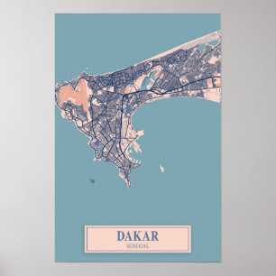 Dakar Senegal Afrika Windige Stadtkarte Reise Poster